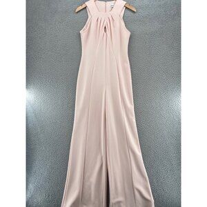Calvin Klein Jumpsuit Womens 4 Pink Halter Cutout Pleated Wide Leg Sleeveless